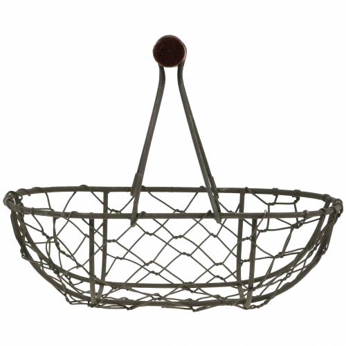 Artikel Trådkorg oval med handtag grå 17×11 cm H15 cm 2 st