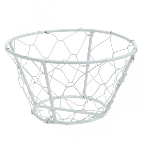 Floristik24 Nätkorg, trådkorg, metalldekor shabby chic vit Ø12cm H7cm