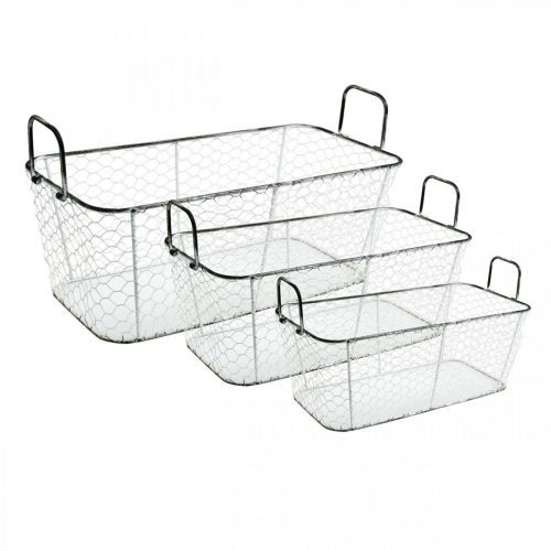 Floristik24 Wire basket, planter, planter L43.5 / 39.5 / 35cm, set of 3