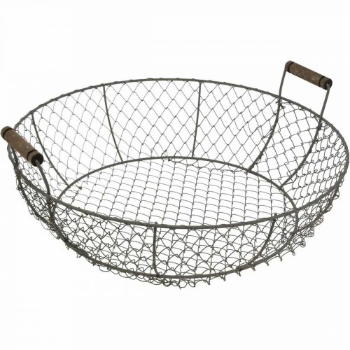 Floristik24 Trådkorg rund med handtag korg gråbrun Ø32/36/40cm set om 3