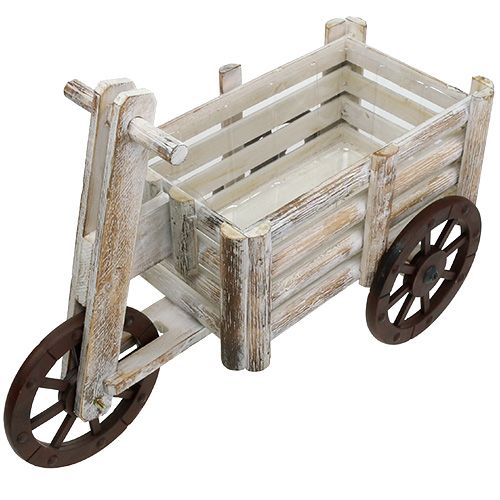 Floristik24 Plantering trehjuling vitt trä H31,5 cm