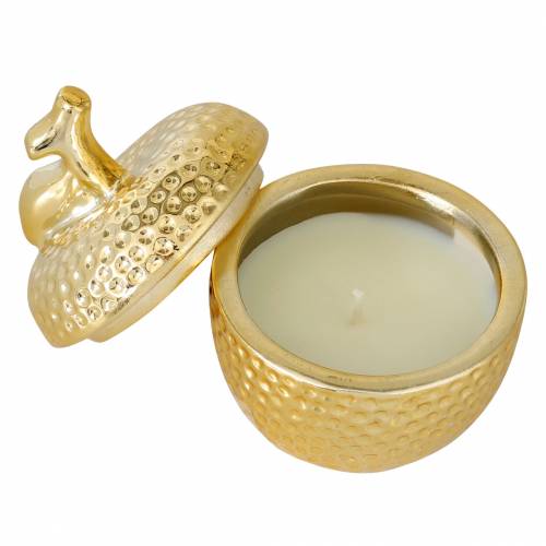 Floristik24 Doftljus &quot;Spiced Apple&quot; i äpple smyckeskrin guld Ø7,2cm H8,5cm