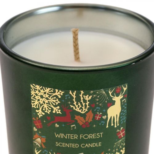 Doftljus jul vinter skogsljus glas grönt Ø7/H8cm