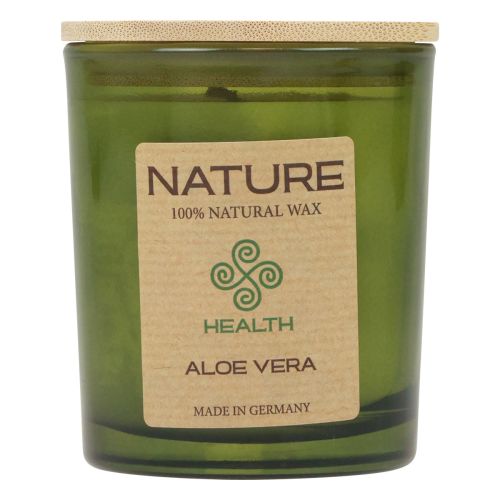 Doftljus i glas naturligt vaxljus Aloe Vera 85×70mm