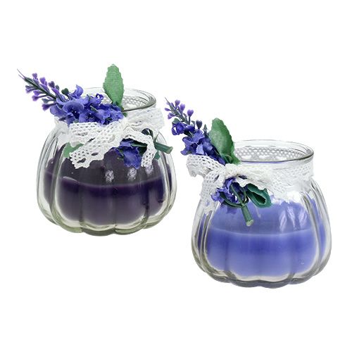 Floristik24 Doftljus lavendel i ett glas Ø7cm H7cm 2st