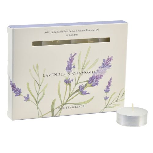 Artikel Doftljus lavendel kamomill värmeljus vita Ø3,5cm 12 st
