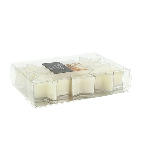 Floristik24 Doftande te-ljus stjärnaform kräm Ø4cm 6st
