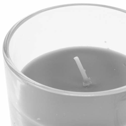 Floristik24 Doftljus i ett glas vaniljegrå Ø8cm H10,5cm