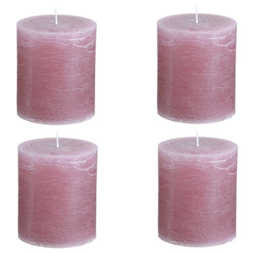 Artikel Enfärgade ljus gammalrosa pelarljus 70×80mm 4 st