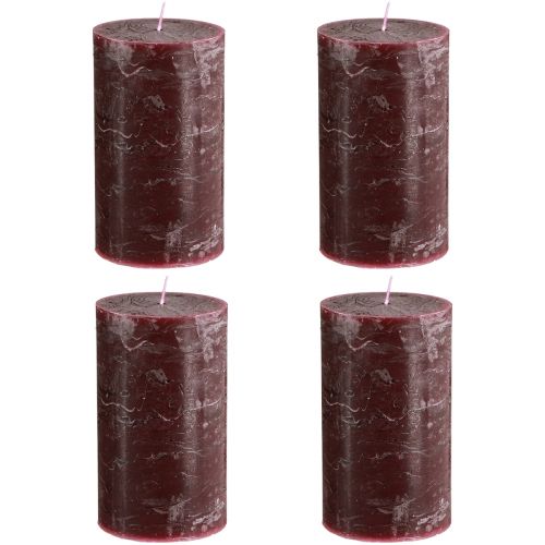 Artikel Enfärgade ljus Bourgogne pelarljus 70×120mm 4 st