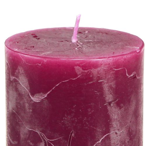 Artikel Enfärgade ljus pelare rosa bär 70x100mm 12 st