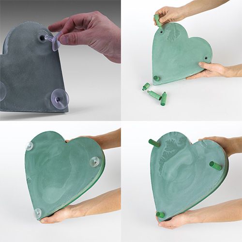 Artikel Blommigt skumhjärta med klicksystem plug-in material grön 20cm 2 st