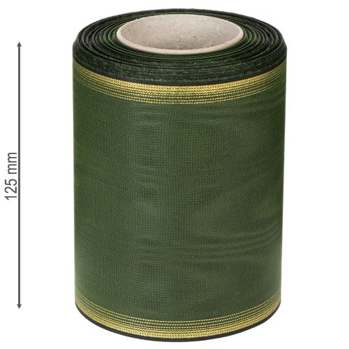 Elegant mörkgrönt moiréband med krans, 125 mm med guldfärgad pärlkant, sorgband, bröllopsdekoration, rosettband | Floristik24.se