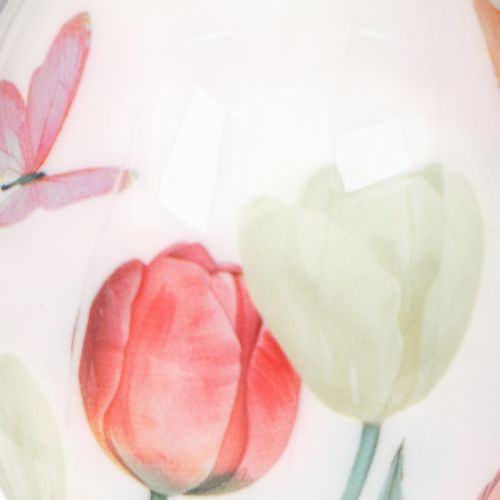 Artikel Påskäggsdekoration, tulpanmotiv med band för upphängning och vårdekoration, 6 cm, 12 stycken