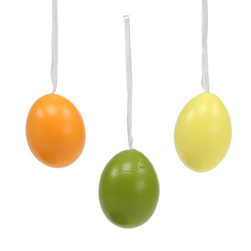 Floristik24 Ägg att hänga grön-orange 6cm 12st