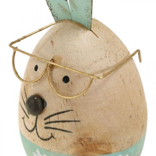 Artikel Påskhare med glasögon dekorativ figur träägg Ø5cm H13,5cm 3st