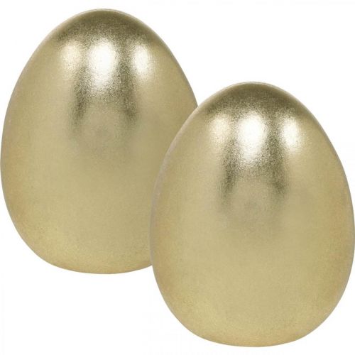 Floristik24 Gyllene dekorationsägg, dekoration till påsk, keramiskt ägg H13cm Ø10,5cm 2st