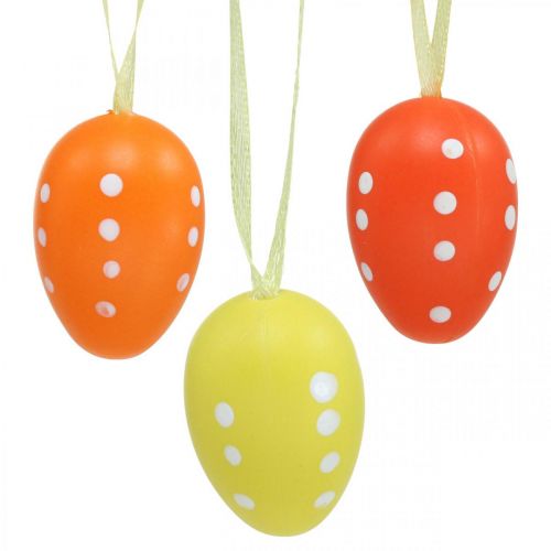Floristik24 Mini påskägg för upphängning prickig gul, röd, orange H4cm 24 st