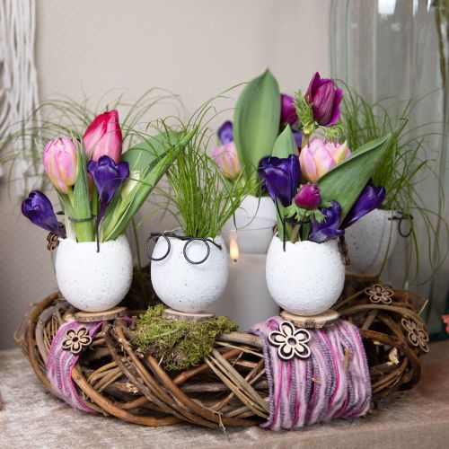 Floristik24 Ägg med glas dekorativ vas vit påskdekoration Ø7,5cm H9cm 6 st