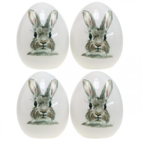 Floristik24 Dekorativt äggstående kaninmotiv, påskdekoration, kanin på ägg Ø8cm H10cm set om 4