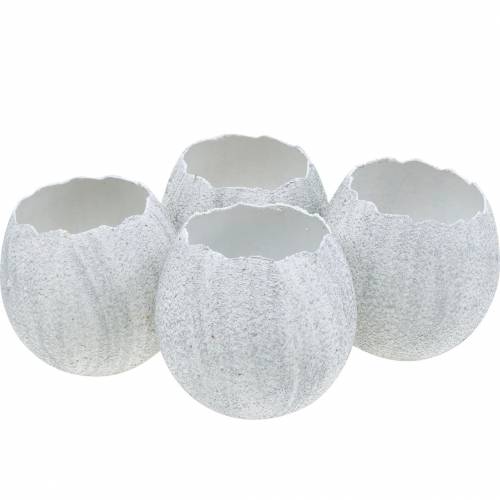 Floristik24 Planteringslåda Äggskal Påskdekoration Dekorativt ägg Silver H11cm 4st