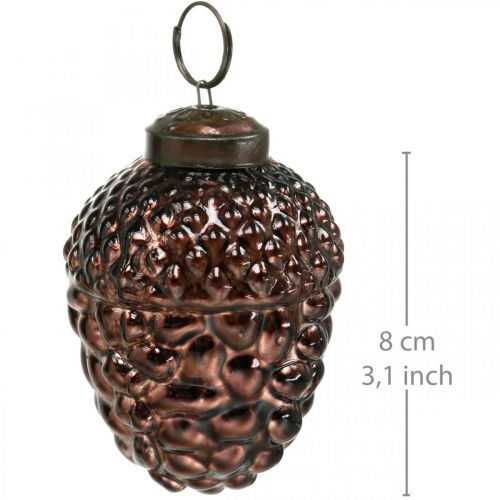 Floristik24 Ekollon glas bruna dekorativa koner för upphängning av adventsdekoration 5,5×8cm 12st