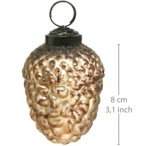 Floristik24 Ekollon glas gyllene vintage deco kottar Julgransdekorationer 5,5 × 8cm 12st