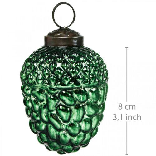 Artikel Acorn glas grön höst dekoration kottar julgransdekorationer 5,5 × 8cm 12st