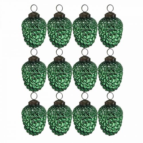 Floristik24 Acorn glas grön höst dekoration kottar julgransdekorationer 5,5 × 8cm 12st