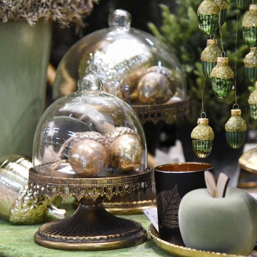 Artikel Dekorativt hängande ekollon, höstfrukter, julgransdekorationer med gulddekor H8cm Ø6cm 4st