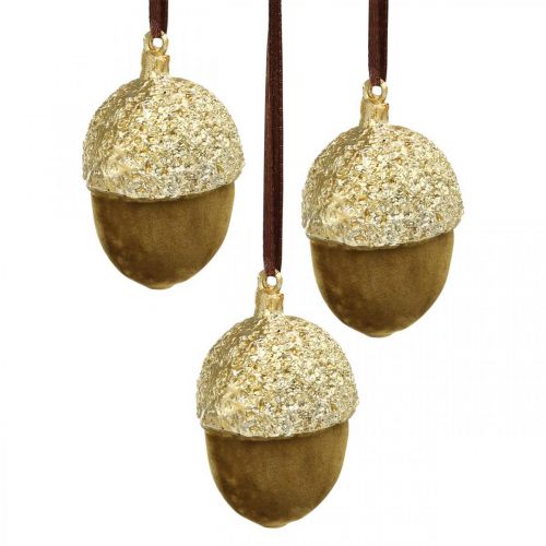 Ekollon för upphängning, advent, träddekoration, höstdekoration H6,5cm Ø4cm 6 st