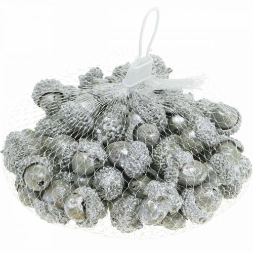 Artikel Dekorativa ekollon silver, adventsdekoration, naturliga höstfrukter, hus på landet Ø1,5 - 2,5 cm L1,5 - 3 cm 300g