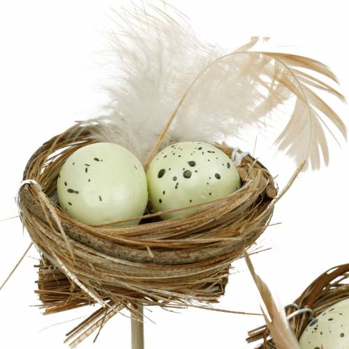 Artikel Deco-plugg fågelbo, påskdekoration, bo med ägg 23cm 6st
