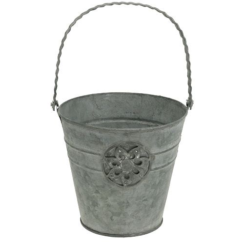 Floristik24 Hink med blomma Ø16cm H15cm zink