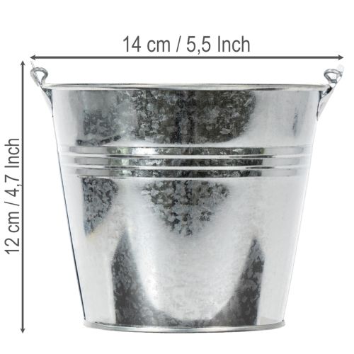 Hink Ø14cm H12cm 6 st. Zink, blank | Floristik24.se