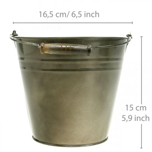 Floristik24 Dekorativ hink med handtag, trädgårdsdekoration, växtkruka, metallbehållare Ø16,5 cm H15 cm