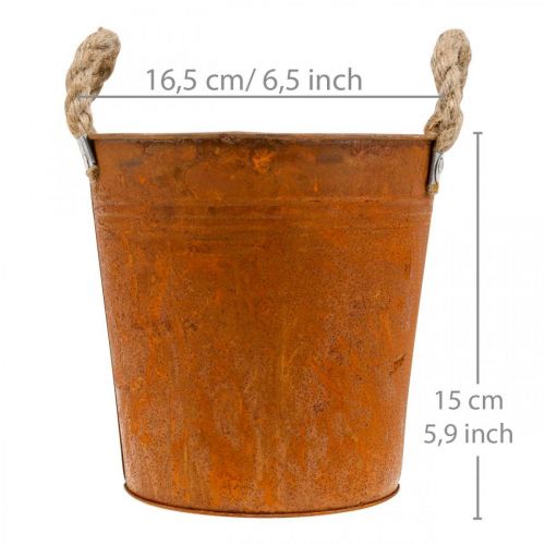 Artikel Metallkruka med handtag, örtkruka, rostdekor Ø16,5cm H15cm