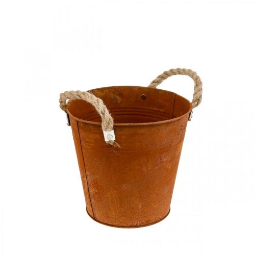 Floristik24 Dekorativ kruka med handtag, höstdekoration, metallskål patina Ø20cm H19cm