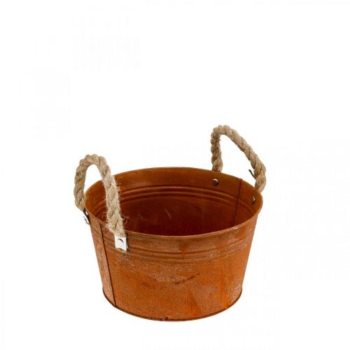 Floristik24 Metallkruka med rephandtag, växtskål, höst, patina Ø22cm H12cm
