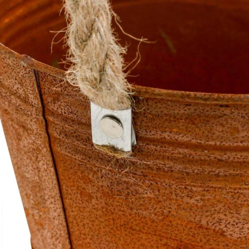 Artikel Metallkruka med handtag, örtkruka, rostdekor Ø16,5cm H15cm