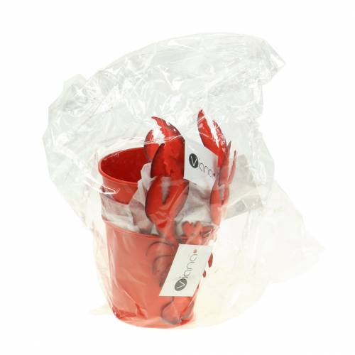 Artikel Dekorationshink hummer metall röd Ø8cm H13cm 3 st