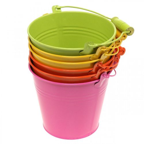 Artikel Hink växtkruka metall dekorativ hink färgglada färger Ø14cm H12cm 6 st