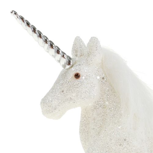 Floristik24 Unicorn 12,5cm vit med glitter 4 st