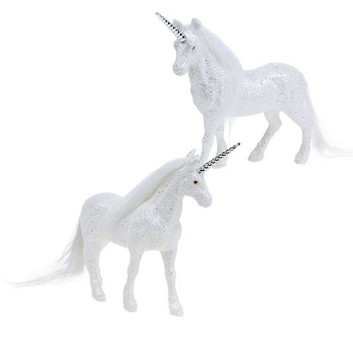 Floristik24 Unicorn vit med glitter 18cm 2st