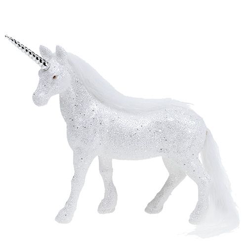 Floristik24 Unicorn vit med glitter 18cm 2st