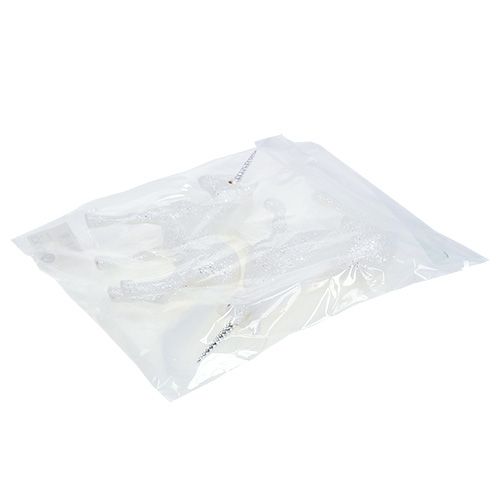 Floristik24 Unicorn vit med glitter 18cm 2st