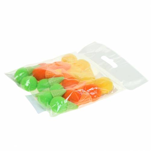 Artikel Glass i en våffla konstgjord grön, gul, orange blandad 3,5cm 18 st