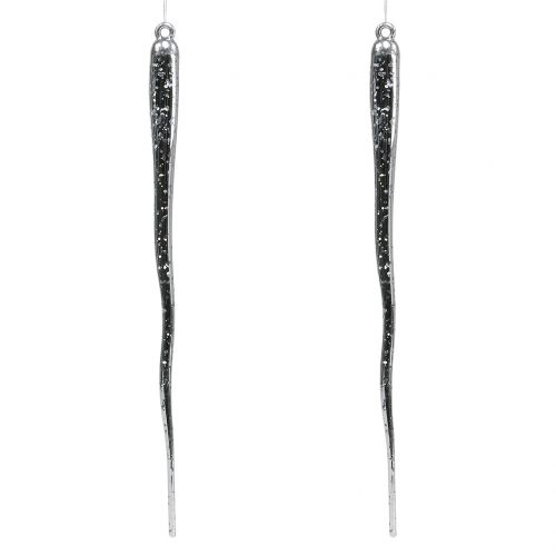 Dekorativa istappar för att hänga genomskinligt, silver 26cm 2st