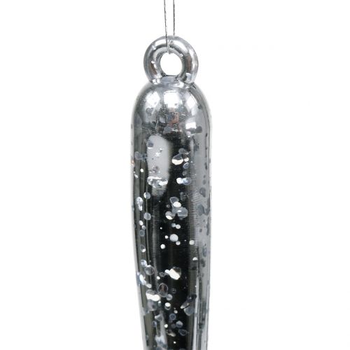 Dekorativa istappar för att hänga genomskinligt, silver 26cm 2st