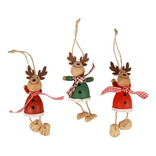 Älgdekoration trädekorationshängare Julgrön röd 10,5cm 6st